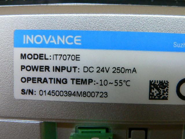 Close-up of the product label on the Inovance IT7070E module