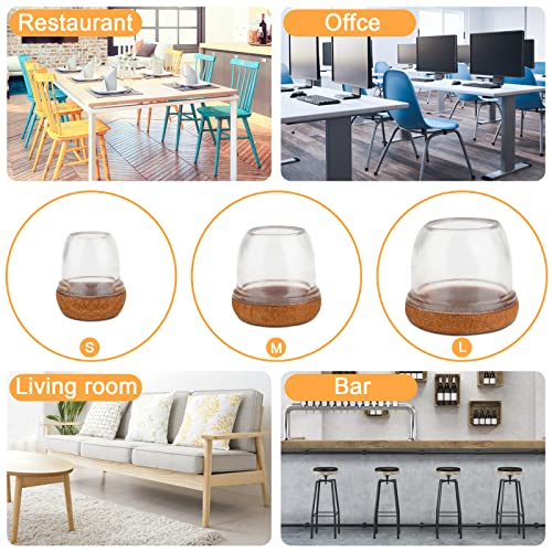 Image of Furniture Feet Floor Protectors, MOMSIV Flexible Furniture Legs Protectors Clear TPR Cups for Wood Floors Non Slip Slim Fit for Round Legs Diameter 0.8-1 inch - Mid (16 Pack)