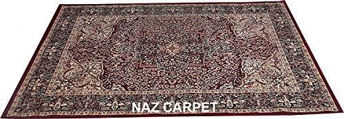 Image of Kashmiri Traditional Woollen Carpet with Advanced 1 Inch Thickness & Classical Look 150x200cm (5x7 Feet) Color Maroon