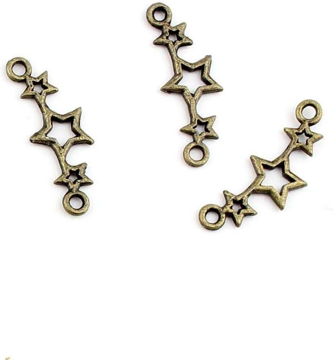 380 Pieces Jewelry Making Findings Antique Bronze Charms FL3558 Three Stars Connector Craft Lots Repair Supplies