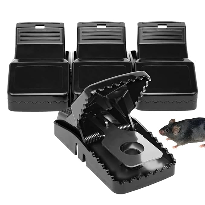 Heavy Duty Mouse Trap 4 Pack, Reusable Rat Catcher with Quick Snap Action, Strong Grip Serrated Teeth, Easy Bait & Release, Indoor Rodent Trap for Kitchen, Home, Office, Garage & Warehouse-image-24