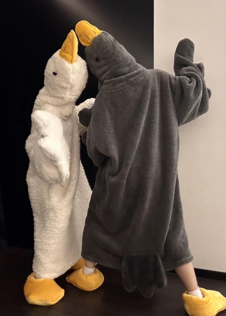 Srutirbo Goose Blanket Hoodie Goose Onesie Warm Cozy Wearable Hooded Blanket Duck Costume Sleeping Bag for Adult & Kid - Image 5