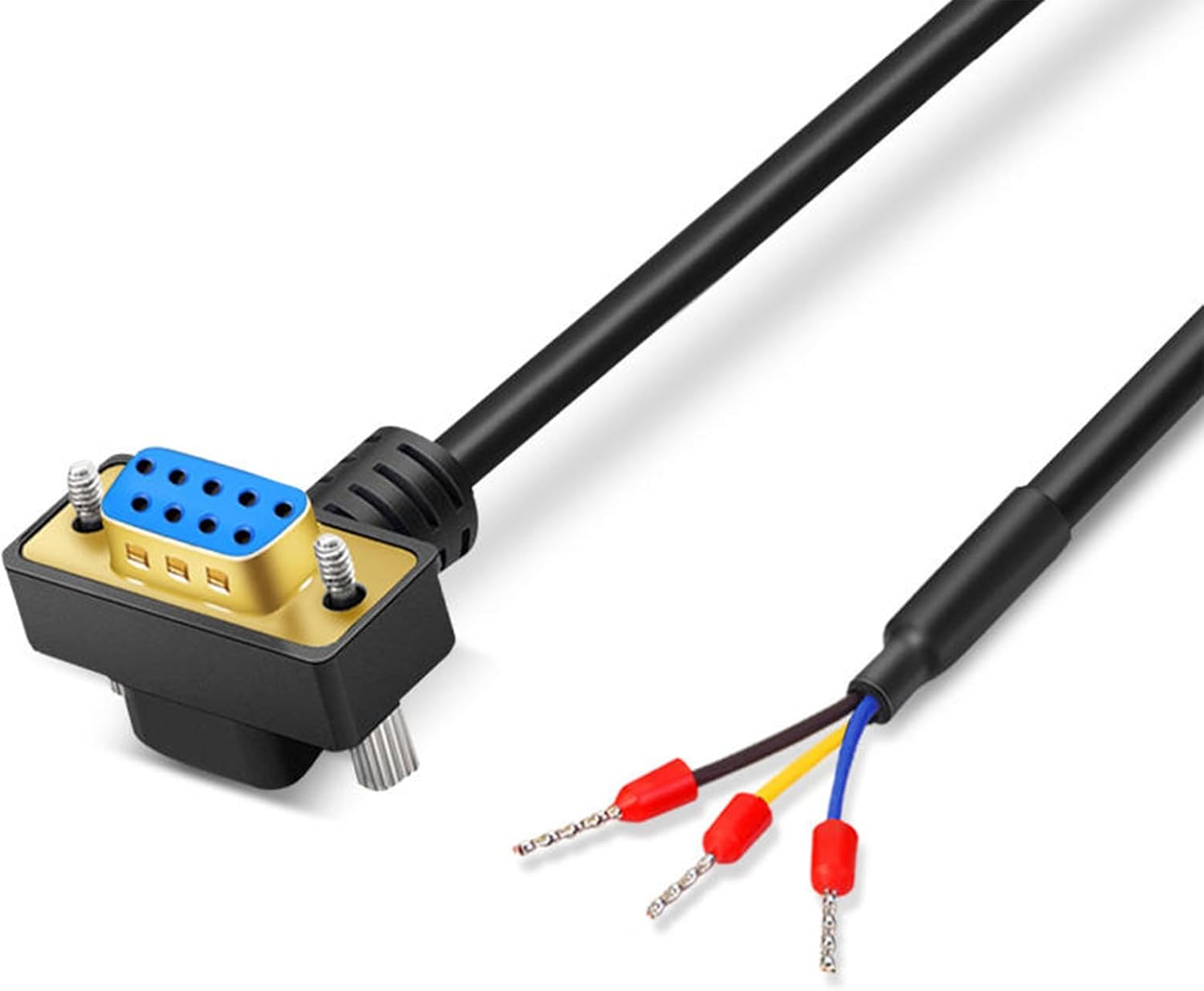 Gold-Plated RS232 DB9 Serial Cable - Direct Connection Data Line with RXD, TXD, GND Terminals (270 Degree Male, 10 Meter)