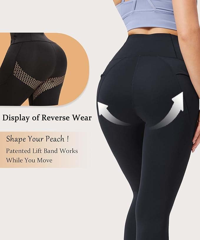 Compression Leggings Three Waist Pockets Butt Lifting Tummy Control Stretchy Shapewear Yoga Pants - Image 2