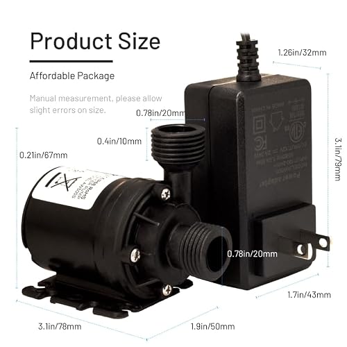 14A DC 12V Submersible Solar Water Heater Circulation Pump, 6M Head, 13LPM (3.43 GPM), with DC Power Supply Adapter, Quiet Operation&High-Temperature Resilience, Hot Water Pump for Various Fields