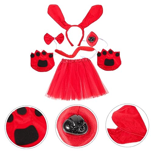 WRITWAA 3 Sätze Dackel Stirnband Dalmatiner Nase Mesh Rock Set faschingkostüme hundeschwanz dog costume Hundenase Hundepflegetisch Marienkäfer Welpenkostüm Cosplay-Versorgung Stoff