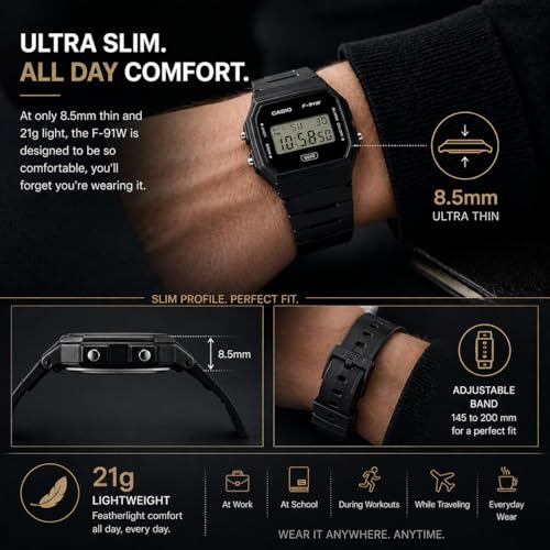 Casio F-91WB Series | Men's Digital Watch | Environmentally Friendly Bio-Based Resin | Alarm | Date Indicator | 7-Year Battery - image 6