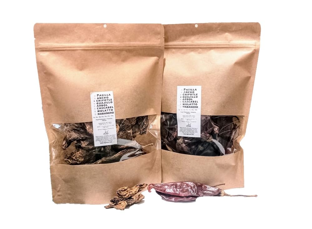 Chili Guajillo 200 g, Chili Chipotle 200 g, piezas enteras, secado al sol, 200 g