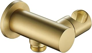 Adjustable Shower Head Holder Brass Handheld Shower Head Bracket Wall Mounted Round Shower Bracket Holder Brushed Gold Shower Holder
