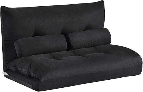 Miniatura 9 de TMEOSK Sofá diván doble con 2 almohadas, sofá reclinable de 5 posiciones, sofá cama futón para niños, niñas, adolescentes y adultos, sala de estar y