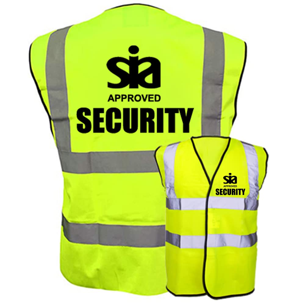 Hi Vis Security Vest SIA Approved Waistcoat Black Visibility Reflective Workwear