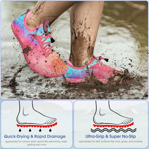 Image of Built-in Heel Grips Water Shoes for Kids Girls Boys Hiking Wide Barefoot Swim Beach Pool Big Kid