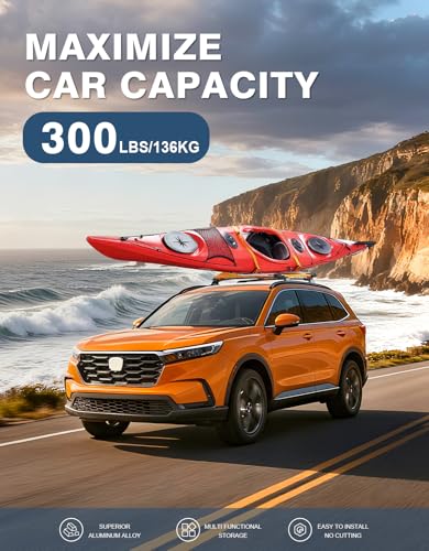 Image of 300lbs Roof Rack Cross Bars Compatible with 2023-2026 Honda CRV CR-V & CRV Sport Hybrid, All-Metal Heavy Duty Aluminum Crossbar Luggage Racks Roof Rails Rooftop Carrier Cargo Black