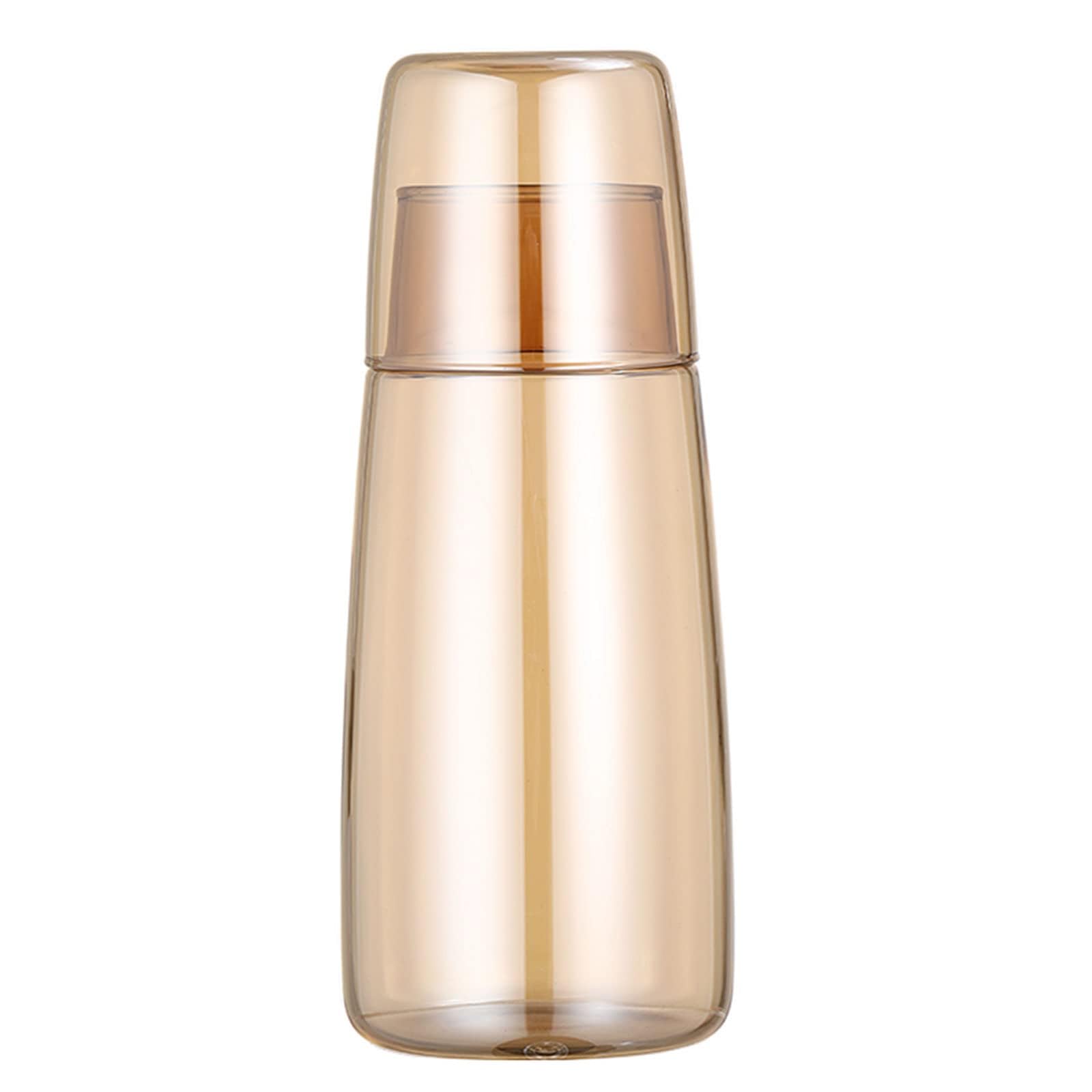 Bedside Water Bottle, Carafe and Glass Set, Bedside Nighttime Water Bottle Jug and Mug Set, Bathroom Mouthwash Dispenser, Glass with Lid 25oz/750ml (Amber) โ image 1