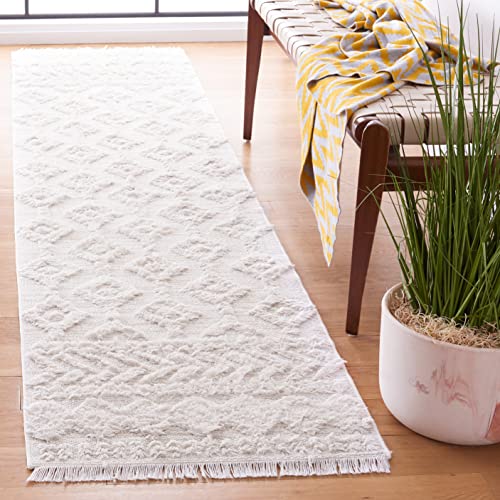 Safavieh Augustine Collection Runner Rug - 2' x 9', Ivory & Beige, Moroccan Boho Rustic Fringe Design, Non-Shedding & Easy Care, Ideal for High Traffic Areas in Living Room, Bedroom (AGT756A)