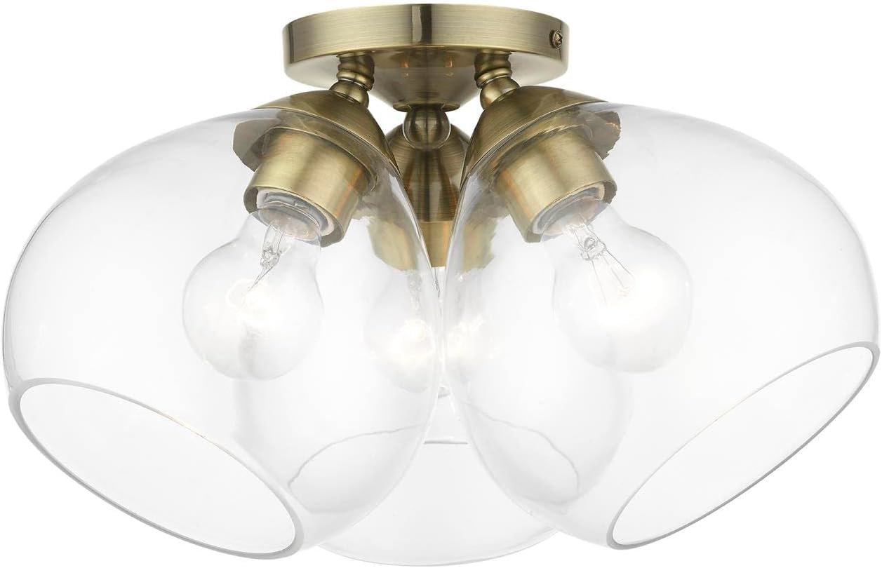 Livex Lighting, 46502-01, Catania, Semi-Flush, Antique Brass