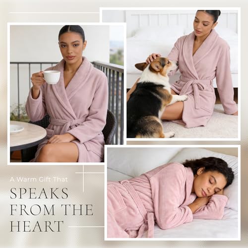 Image of HEARTNICE Womens Fleece Robes, Soft Plush Long Bathrobe, Thick Kimono Robes for Womens, Warm House Coat