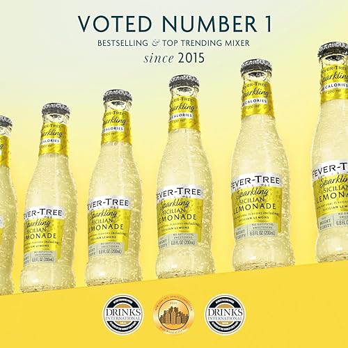 Image of Fever-Tree Sparkling Sicilian Lemonade - Premium Soda Mixer for Cocktails and Mocktails, 6.8 fl oz Bottles, Pack of 4 - Naturally Sourced, Non-GMO