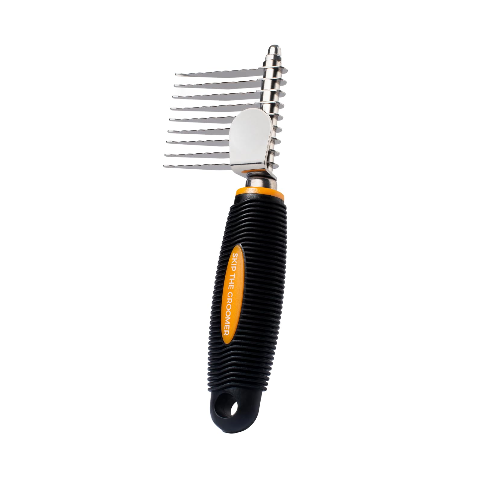 Skip The Groomer Rake Brush for dogs, Professional Dematting & Deshedding Brush with Long Smooth-Edged Teeth, Wide Spacing for Thick Coats, Comfort