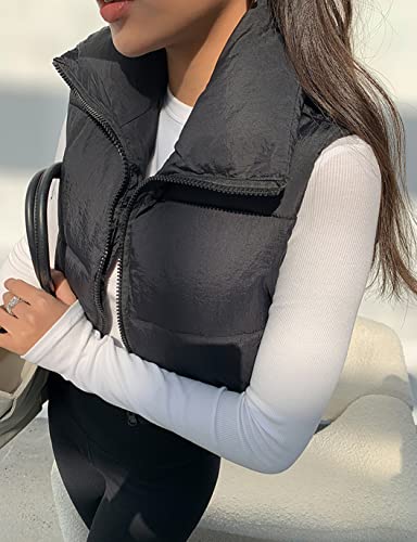 Women's Winter Warm Padded Crop Vest Lightweight Sleeveless Puffer Vest2