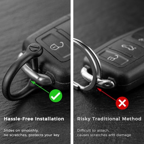 Image of FEGVE Titanium Key Clip with Side Push Key Ring & 2 /3″ D Ring for Car Key | Gr5 Titanium, Lightweight Rustproof, Anti-deform Integrated Spring Clip, Nail-Safe Side Push Ring, Thick-Key D-Ring