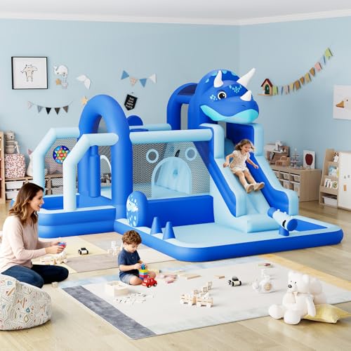 Hüpfburg XXL Dino Mit Rutsche, Kletterwand, Gebläse Und...