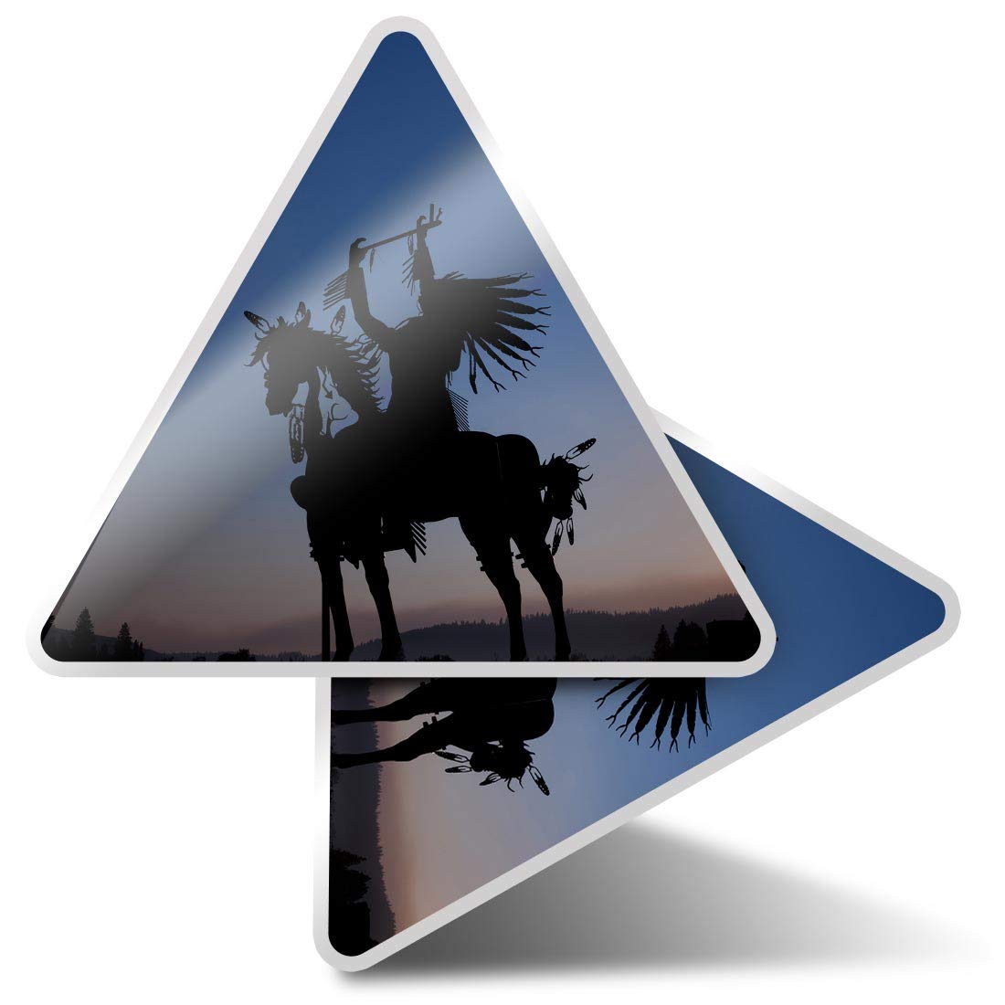 Destination Multi 2 X Triangle Stickers 7.5Cm - Native American Metal Statue Fun Decals For Laptops,Tablets,Luggage,Scrap Booking,Fridges #45834