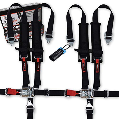 5 Point Harness (Pair) Polaris Canam With Bypass plug (Black 5 Point)