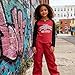 Voxikodex Size 7 8 Tween Girls Clothes 2 Piece Outfit Fashion T-Shirt Top Cargo Jogger Pants Fall Winter Casual Clothing Set Pink(7-8)
