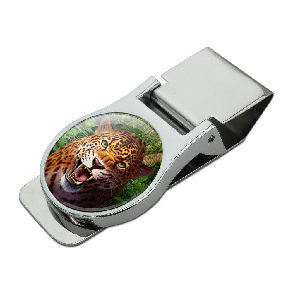 GRAPHICS & MORE Leopard Hunting Satin Chrome Plated Metal Money Clip