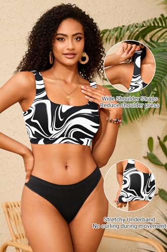 Image of Women Sport Bra Swimsuit Top - Swim Bra Bikini Top Only Scoop Neck Bathing Top 2025 Swimwear