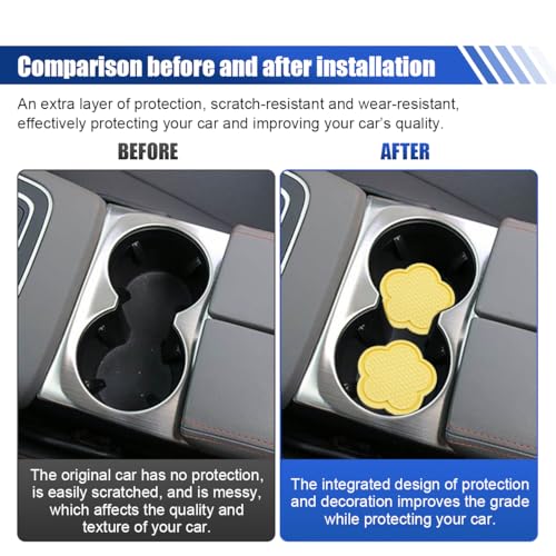 BDZMC 4PCS Posavasos para Auto Forma Flor Amarillo miniatura 5