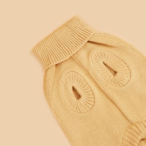 Image of Dog Sweater Soft Warm Turtleneck Knitted Clothes for Small Medium Large Pet | Comfy Wool Knit, Turtleneck & Classic Design, Easy on /off, Warm Winter Girls Boys Dogs Christmas Sweaters, Khaki, XXS
