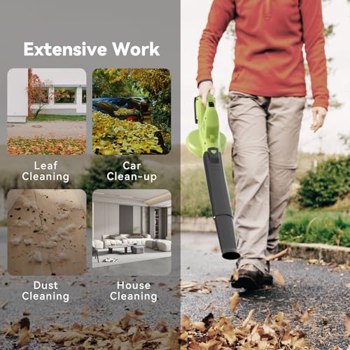 Leaf Blower Cordless with 2 Battery and Charger, 130MPH 180CFM High Speed Leaf Blower with 2 Tubes, 20V Electric Leaf Cleaner, Lightweight Handheld Blowers for Lawn Care, Patio, Garden, House, Depot - Image 6