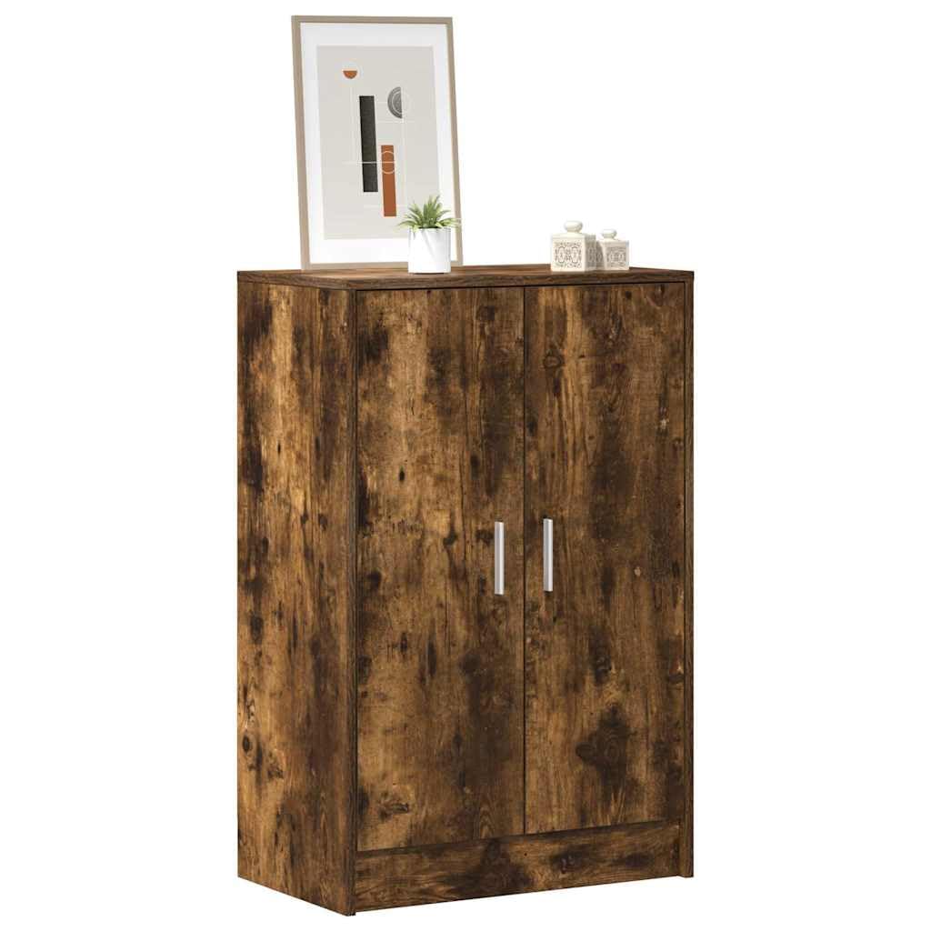 Szafka na buty, dąb wędzony, materiał drewnopochodny 60 x 35 x 92 cm z drzwiami, organizer do korytarza, sypialni, zamknięte przechowywanie, stabilna półka, możliwość mocowania na ścianie