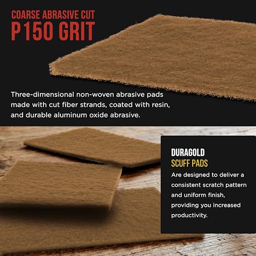 Image of Dura-Gold Premium 6 inch x 9 inch Gold Coarse Scuff Pads, Box of 10 - Scuffing, Scouring, Sanding, Paint Primer Prep Adhesion Scratch - Surface Preparation For Automotive Car Auto Body Repair Woodworking Wood