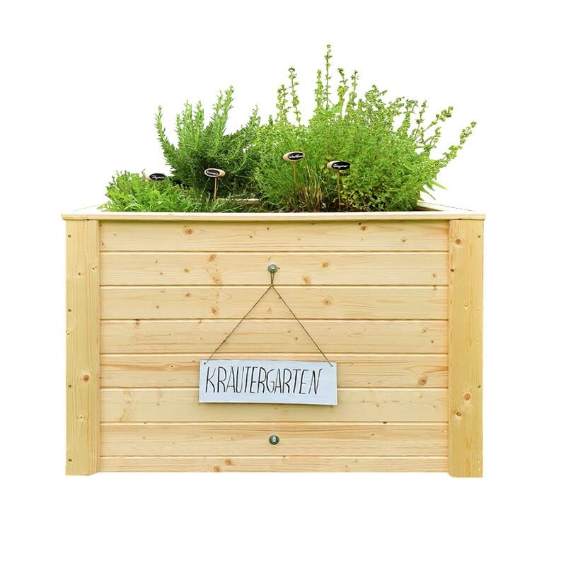 Hochbeete aus Fichte - aus nachhaltiger nordeuropäischer Fichte gefertigt - nutzbar als Pflanzkasten, Kräuterbeet oder Anzuchtbeet - Lieferung inkl. Kleineisen und Pflanzfolie (L 115x B 76x H 79 cm)