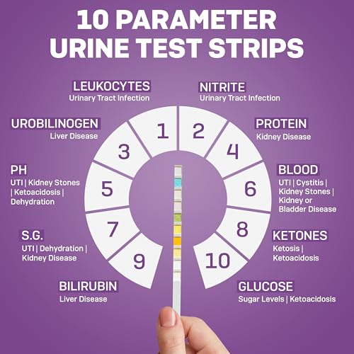 Image of One Step Pet Urine Testing Strips, 50 x Urinalysis Parameter Tests for Dogs, Cats, Vets, Accurate Testing for Veterinarians, Detects UTI, Diabetes, Bladder, Kidney, Liver, SG, pH, Glucose
