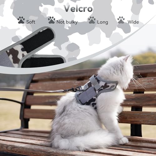 Image of Tactical Kitty Harness and Leash for Walking Escape Proof Breathable Mesh Fabric, City Camo, X-Small, Adjustable Cat Walking Jackets, Padded Stylish Cat Vest