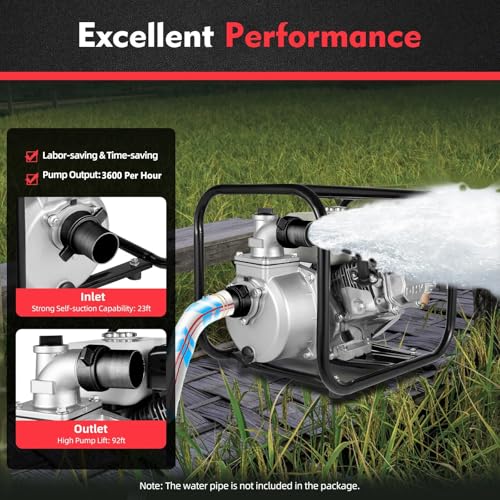 Image of WP-30 Water Pump | 6.5 HP, 4 Stroke Advanced Technology 196 CC Petrol Engine With 3600 RPM | Ideal for Agricultural, Farming, Irrigation, Draining Construction, Cleaning And Gardning
