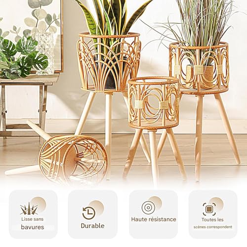 Support pour plantes en rotin pour surélever vos pots avec style