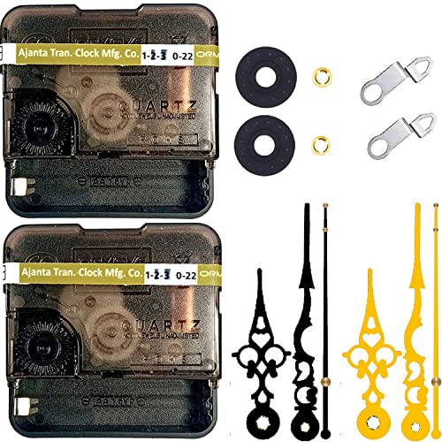 Image of YOPY� Combo 2 of Ajanta Mfg. Battery Operated Plastic Ticking Wall Clock Movement Machine with Hands (Needles : Antique Black,Gold)