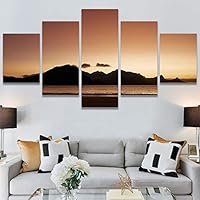 SIGNWIN 5 Panel Canvas Wall Art Modern Art Beach Dramatic Island Landscape Multicolor Photography for Home Decorations Ready to Hang - 60