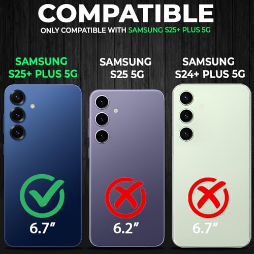 Image of AESTMO Samsung Galaxy S25 Plus 5G Back Case Cover | Tough Armor Bumper | Ring Holder & Kickstand in-Built | 360 Degree Protection Cover for Samsung Galaxy S25 Plus 5G (Black)