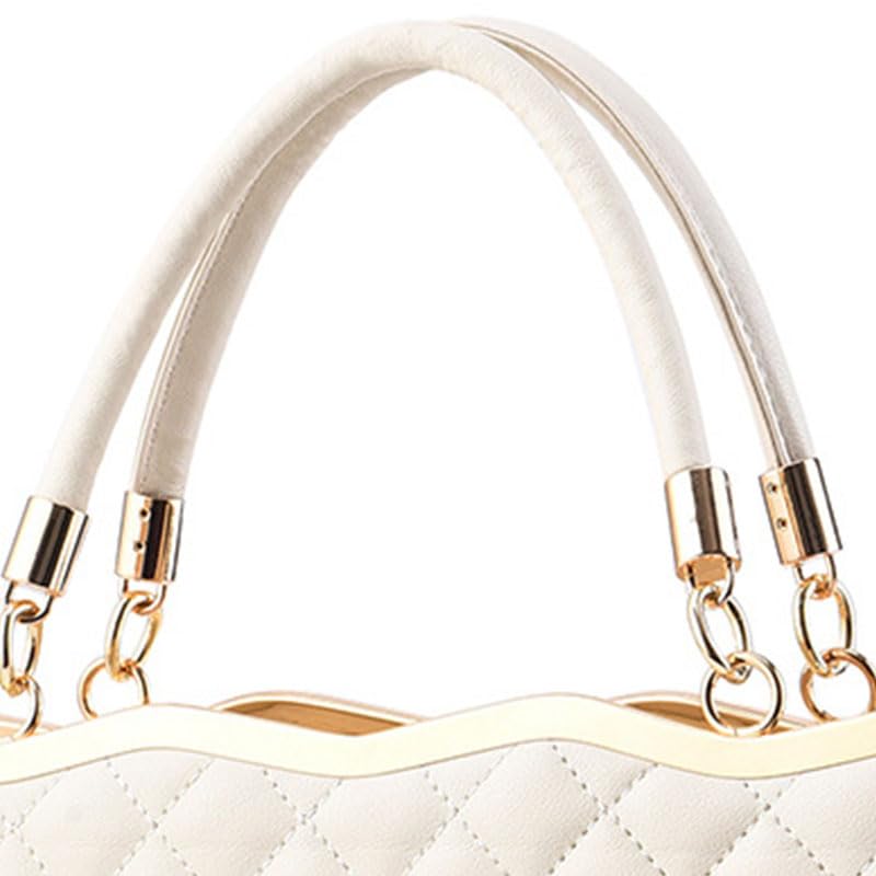 Women Purse Shoulder Bag Large Capacity PU Embroidered Rhombus Top Handle Satchel Shoulder Bag2