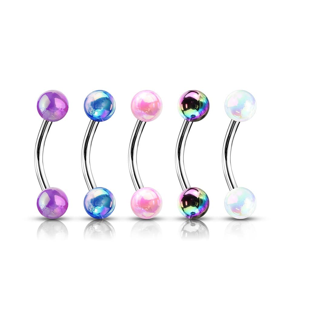 Lovepiercing Piercing Arcade Boules Pavées Cristal Epoxyde Filetage Interne Barre Acier Inoxydable anti allergique SABA Blanc