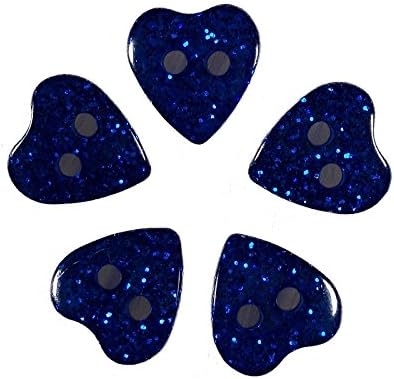 Colour Glitter Heart Shape Buttons 10mm (Red, 10)