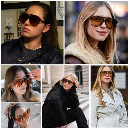 LASPOR Polarized Aviator Sunglasses for Women Men 70s Vintage Retro Glasses Large Frame Plastic Shades UV4002