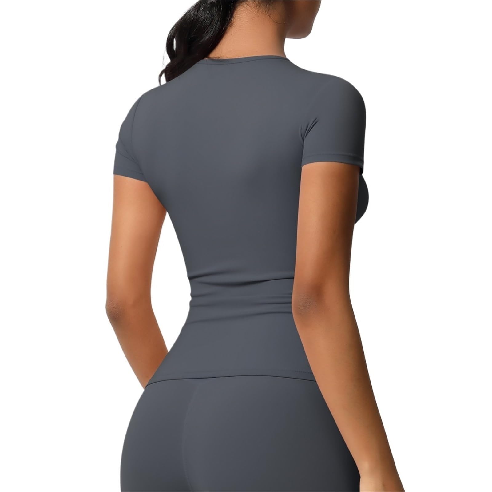 Allenamento Dry Fit Traspirante Alta Elastico Sport Top Palestra Fitness Wear T-Shirt Donna Casual Outdoor Top