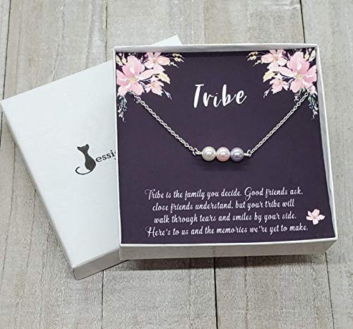 Tribe Necklace, 3 Best Friends Necklace with Swarovski Pearl, Handmade Pearl Necklace for Friend, 3 Friends Necklace, Friendship Necklace, Best Friend Gift